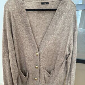 MASSIMO DUTTI Beige Tan Taupe Wool Cardigan Size L
